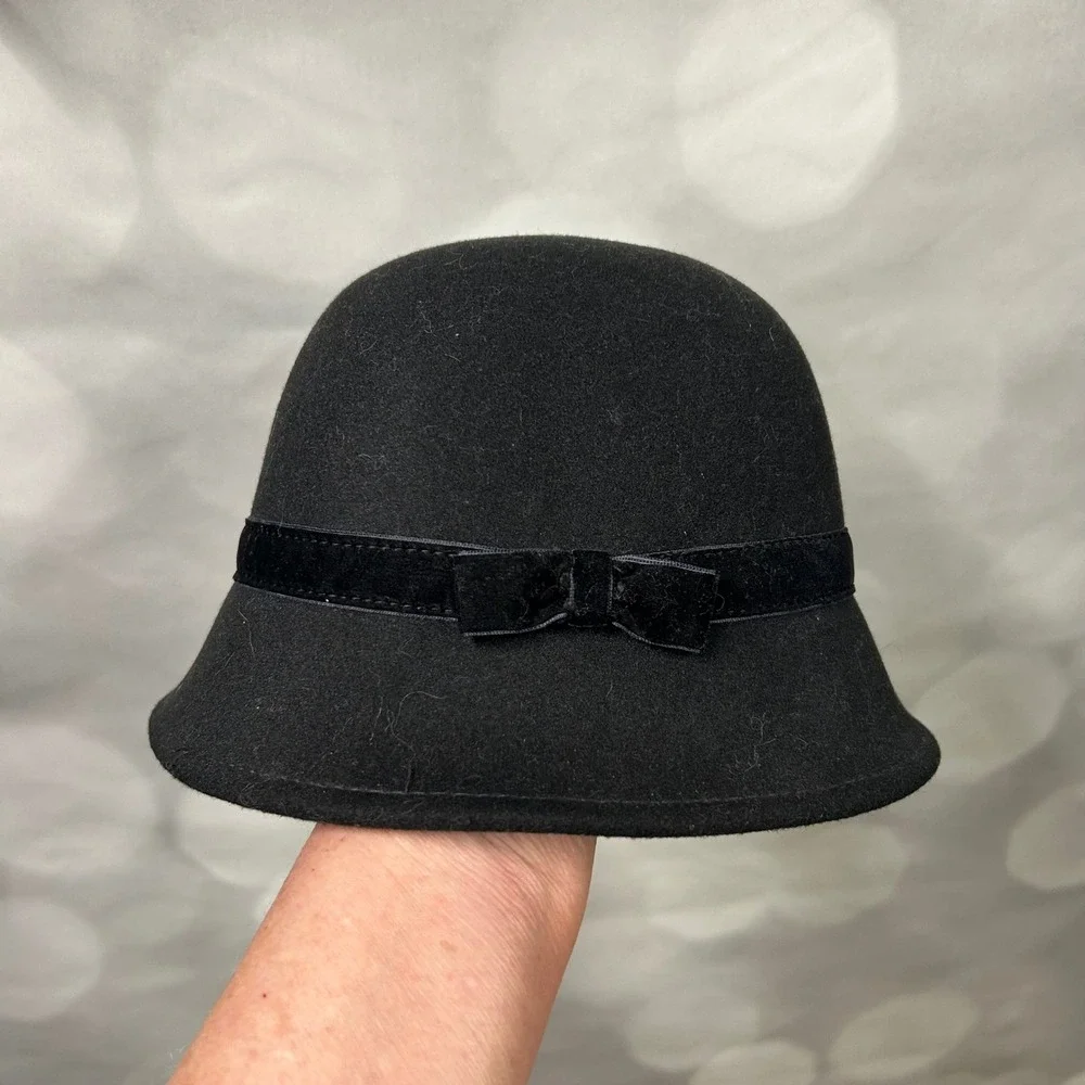 Dressed Up‎ by Gymboree black felt ribboned hat 2T-3T